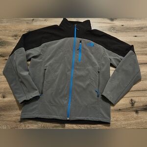 The North Face Men's Black and Gray Jacket with Blue Zipper
